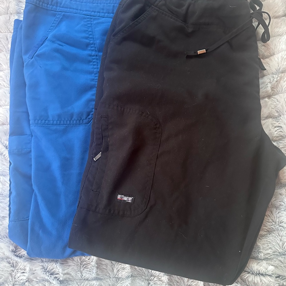 2 pair lot. Black and Blue Scrub Pants